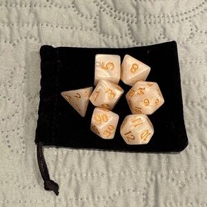 Set of Cream Dice with Gold Numbers